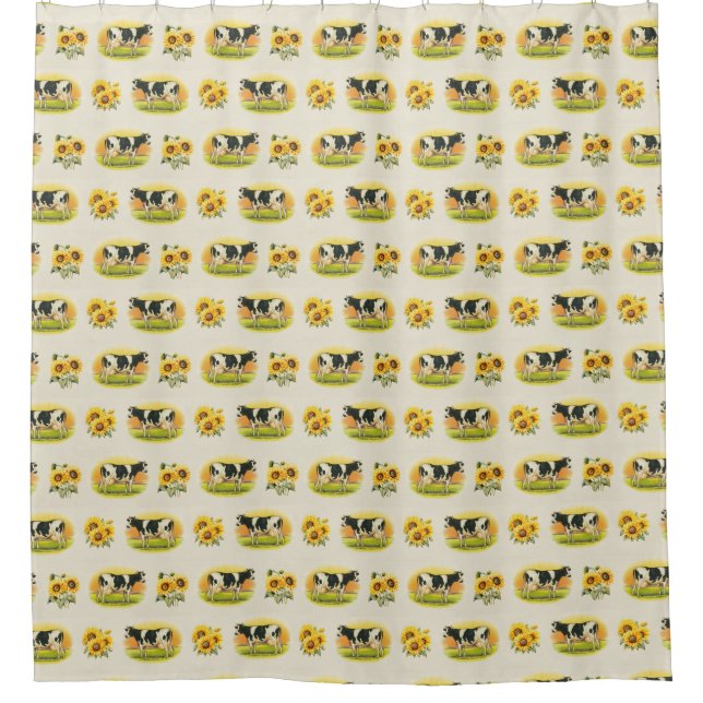 Cows and Sunflowers Shower Curtain (Front)