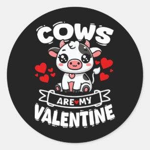 Cows Are My Valentine Toddler Kids Cute Cow Valent Classic Round Sticker