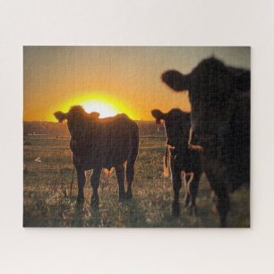 Cows at Sunset Jigsaw Puzzle