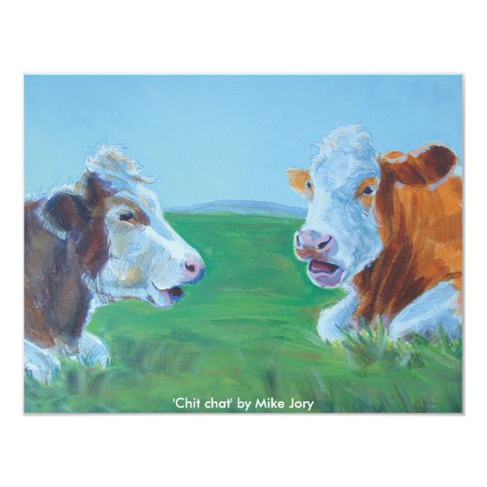 Cows chatting & lying down illustration Chit Chat Card