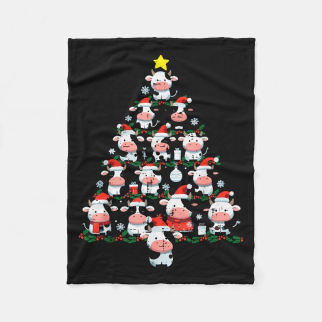 Cows Christmas Tree Xmas Farm Animal Toddler Boys  Fleece Blanket (Front)