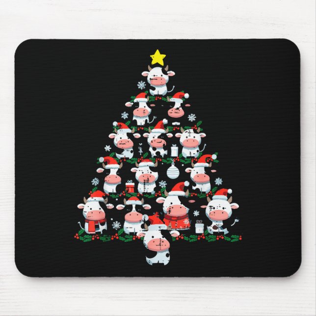 Cows Christmas Tree Xmas Farm Animal Toddler Boys  Mouse Mat (Front)