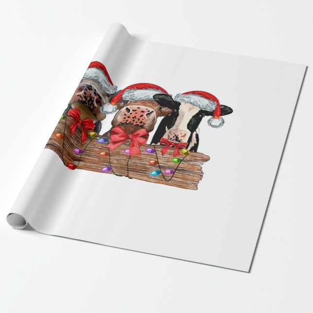 Cows Christmas Wrapping Paper (Unrolled)