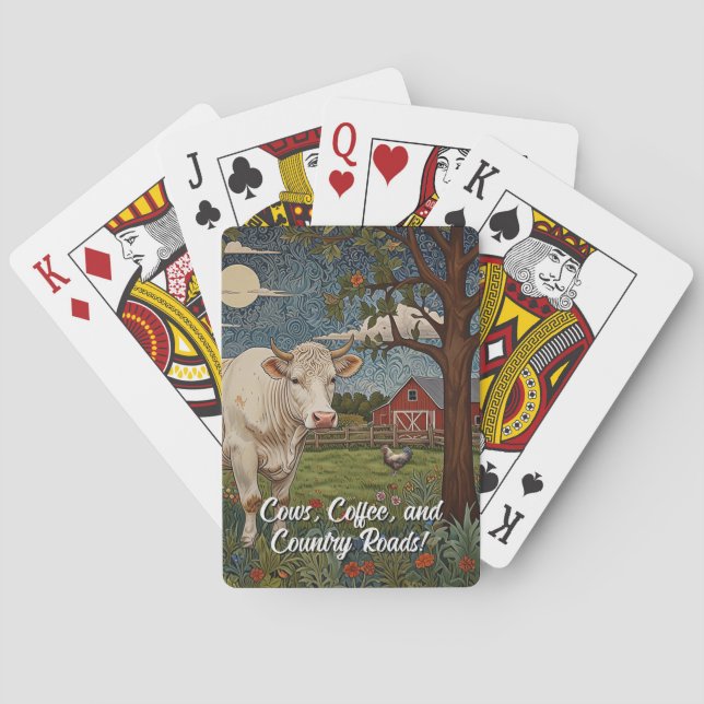 Cows coffee country roads playing cards (Back)