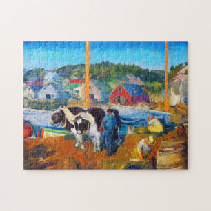 Cows, dock by George Wesley Bellows Jigsaw Puzzle