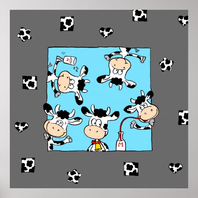 Cows drinking milk poster (Front)