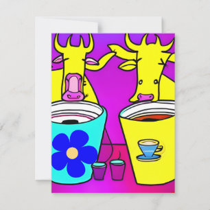 Cows drinking morning Coffee Card