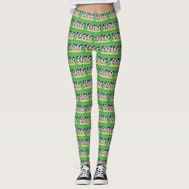 Cows Feeding in a Field Design Leggings (Front)