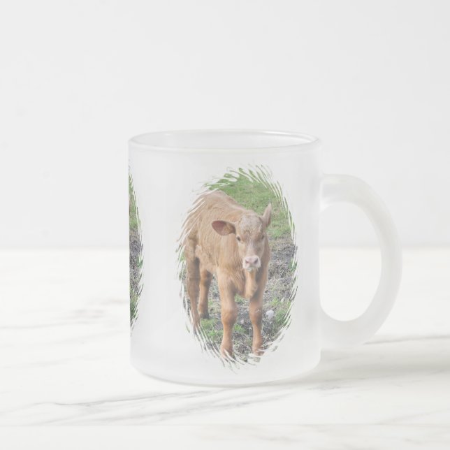 COWS FROSTED GLASS COFFEE MUG (Right)