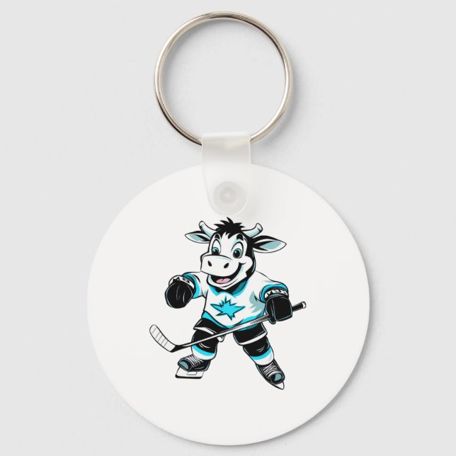 Cows Ice Hockey  Key Ring (Front)