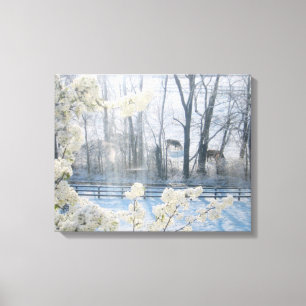 Cows in a field in winter canvas print