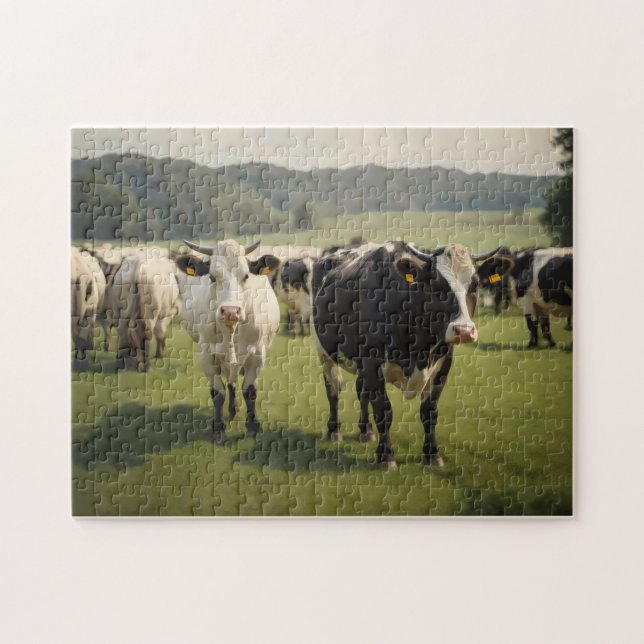 Cows in a field jigsaw puzzle (Horizontal)