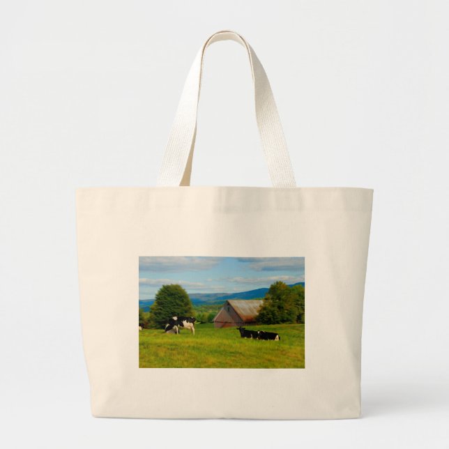 Cows in a field large tote bag (Front)