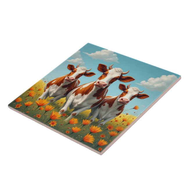 Cows in a field tile (Side)