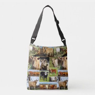 Cows In A  Photo Collage, Crossbody Bag