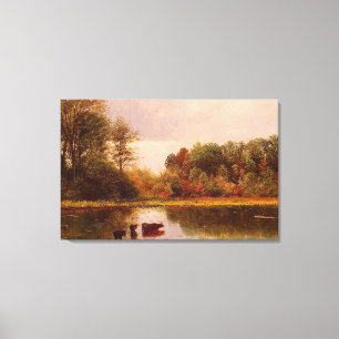 Cows In A Watering Landscape Albert Bierstadt Canvas Print