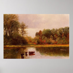 Cows In A Watering Landscape by Albert B. Poster