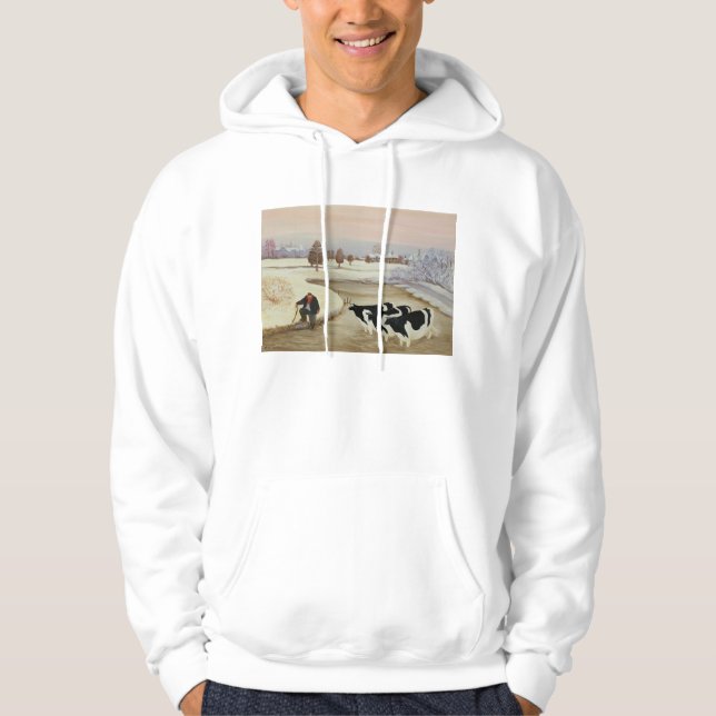 Cows in a Winter River Hoodie (Front)