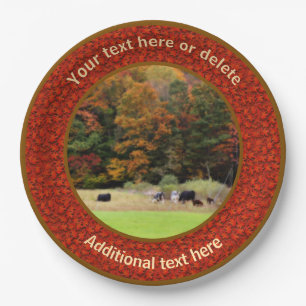 Cows In Autumn Personalised Party Paper Plate