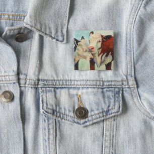 Cows In Love 15 Cm Square Badge