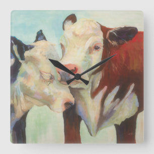 Cows In Love Square Wall Clock