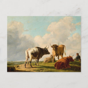 Cows in the Pasture   Eugène Joseph Verboeckhoven Postcard