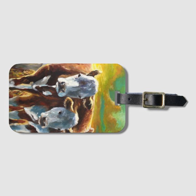 Cows in the sunset luggage tag (Front Horizontal)