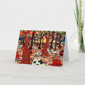 "Cows In The Woods At Christmas Time," Nina Beall Holiday Card