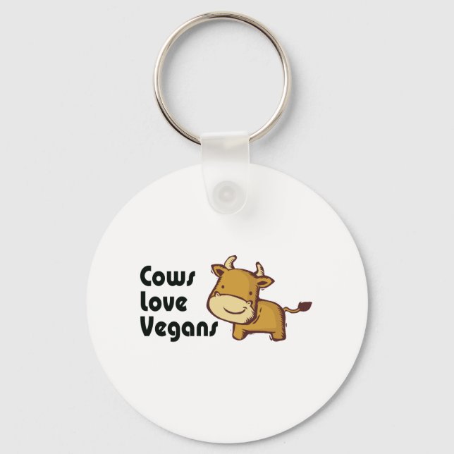 cows love vegans key ring (Front)