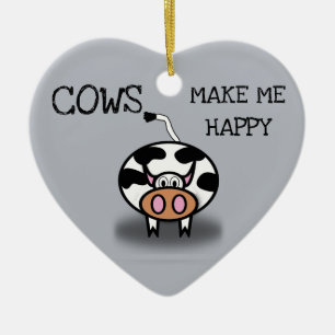 Cows make me happy ceramic tree decoration