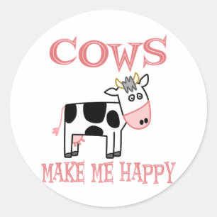 Cows Make Me Happy Classic Round Sticker