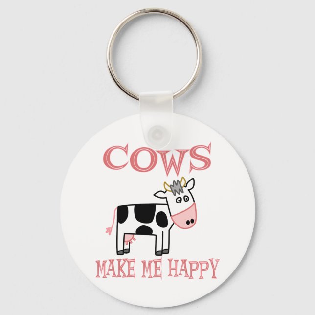 Cows Make Me Happy Key Ring (Front)