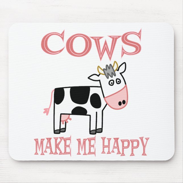 Cows Make Me Happy Mouse Mat (Front)