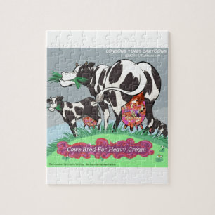 Cows Making Heavy Cream Funny Cartoon Jigsaw Puzzle