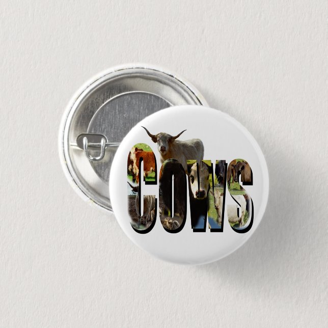 Cows Name Picture Logo With Cows,  3 Cm Round Badge (Front & Back)