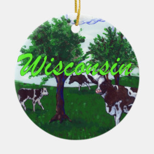 Cows of Wisconsin Ceramic Tree Decoration