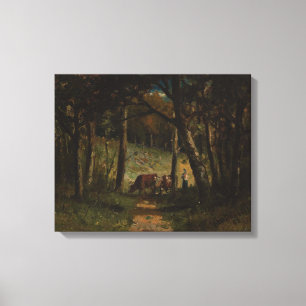 Cows On Path In Forest - Edward Bannister  Canvas Print