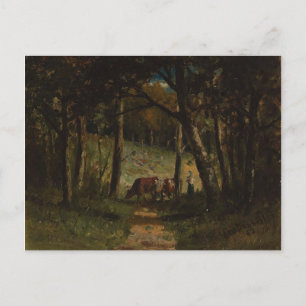 Cows On Path In Forest - Edward Bannister  Postcard