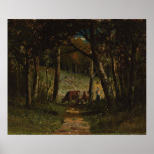Cows On Path In Forest - Edward Bannister Poster