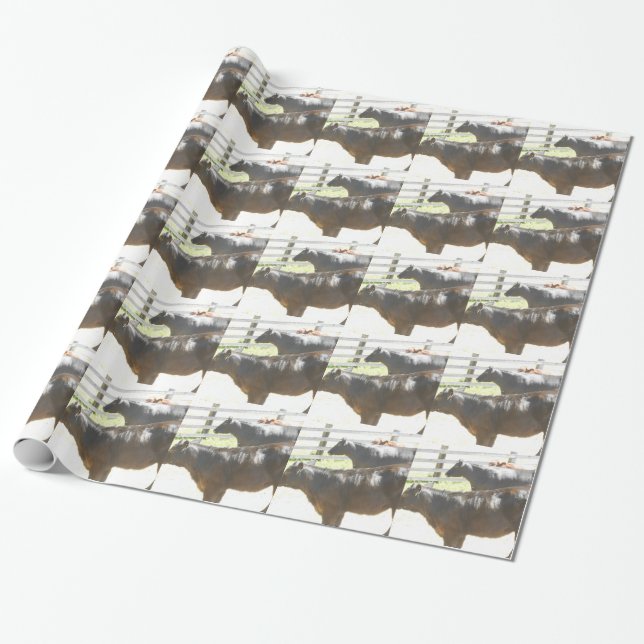 Cows on the Ranch Wrapping Paper (Unrolled)
