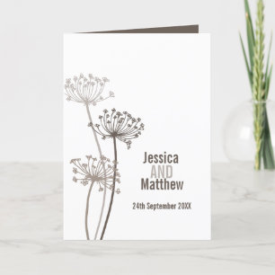 Cows parsley flower head brown wedding programme