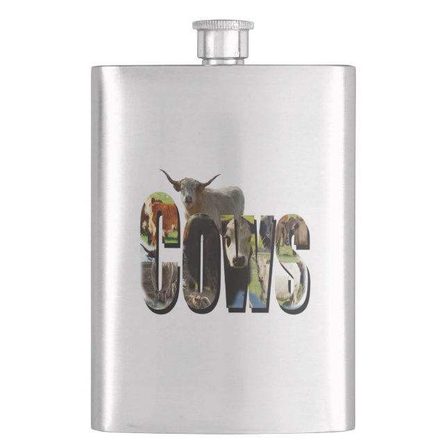 Cows Picture Logo, Classic Hip Flask (Front)