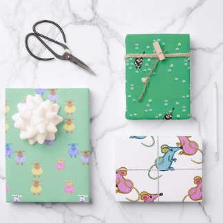 cows sheep lambs mice childrens wrapping paper sheet