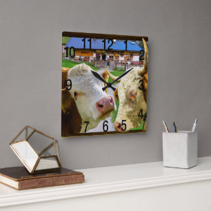 Cows too funny in love square wall clock