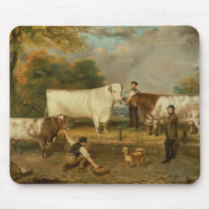 Cows with a herdsman mouse mat