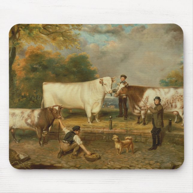Cows with a herdsman mouse mat (Front)