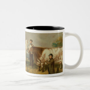 Cows with a herdsman Two-Tone coffee mug