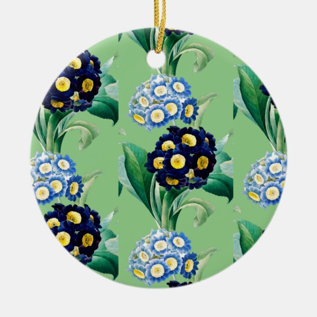 Cowslip Primrose Botanical Ceramic Tree Decoration (Front)