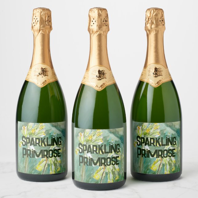 Cowslips Primula veris  Sparkling Wine Label (Bottles)
