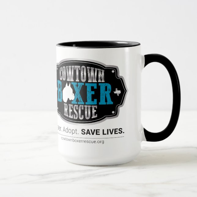 Cowtown Boxer Rescue 20oz Coffee Mug (Right)